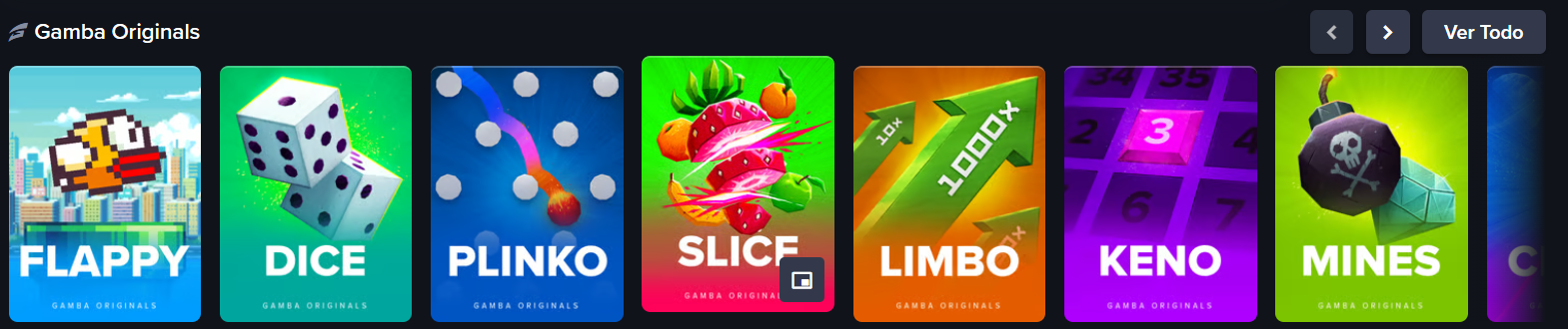Juegos exclusivos de Casino Gamba